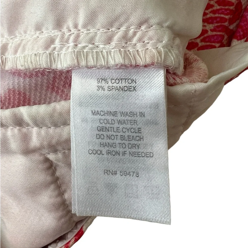 KENAR women’s pink and white floral paisley textured cotton shorts size 6